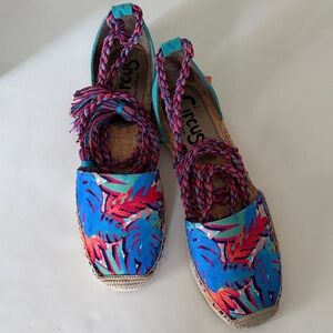 Circus by Sam Edelman Colorful Espadrille Flats with Lace-up Ties Size 8.5 NWOT